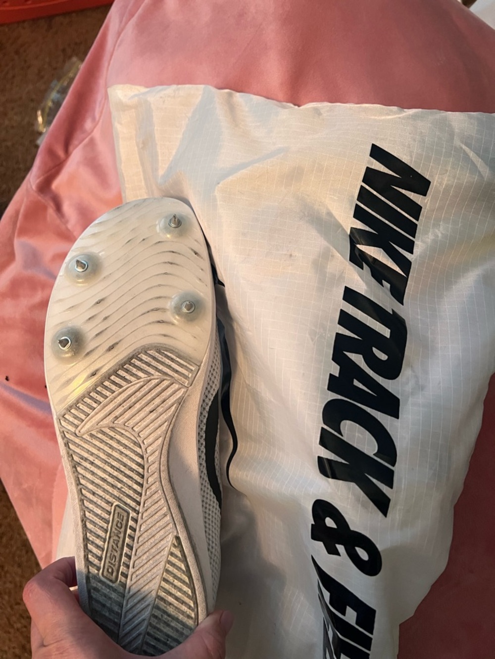 Nike White and Black Racing Track Spikes